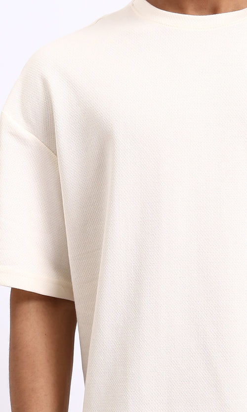 R210244 - Solid Pattern Slip On Basic Tee - Off-White