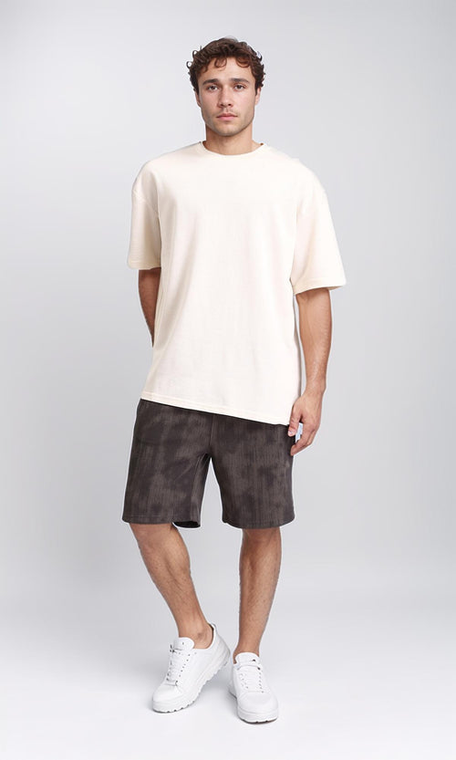 R210244 - Solid Pattern Slip On Basic Tee - Off-White