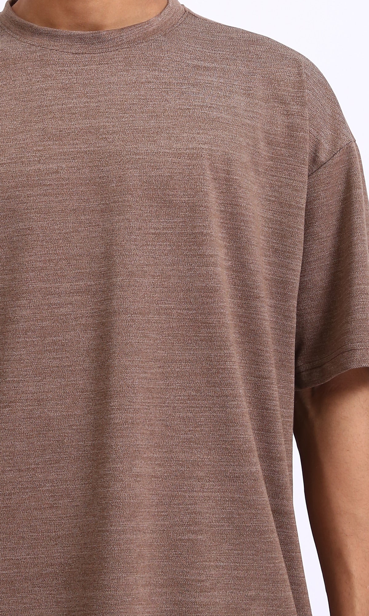 R210246 - Round Neck Slip On Basic Tee - Heather Brown