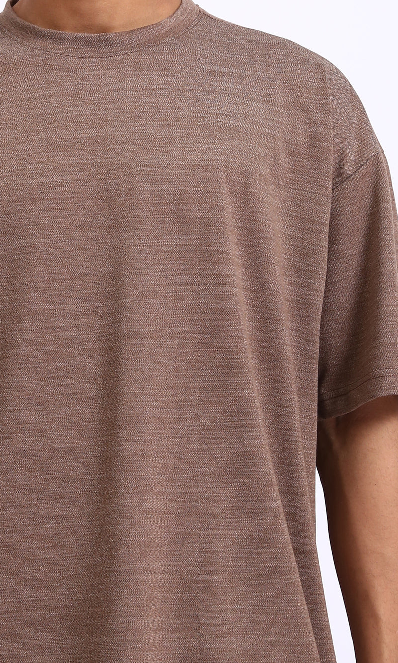 R210246 - Round Neck Slip On Basic Tee - Heather Brown