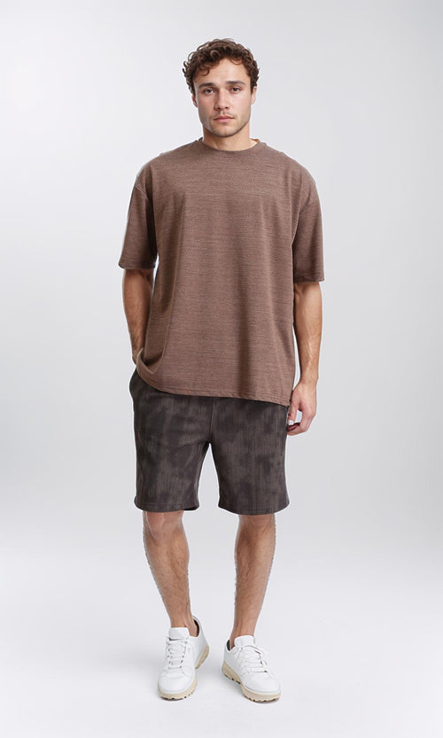 R210246 - Round Neck Slip On Basic Tee - Heather Brown