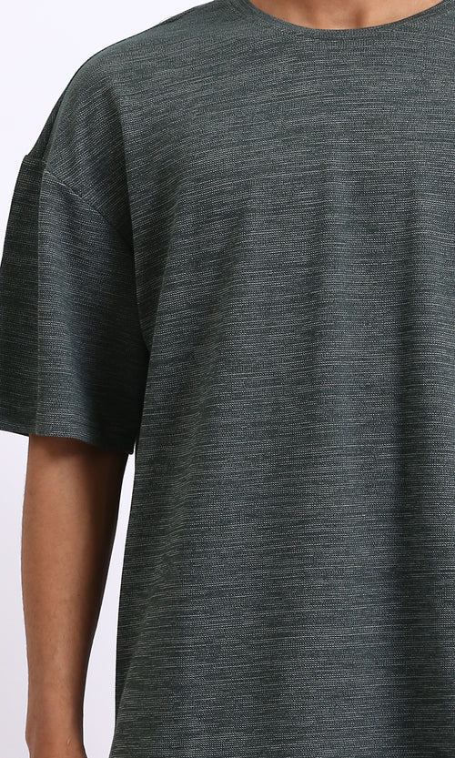 R210247 - Round Neck Slip On Basic Tee - Heather Dark Green