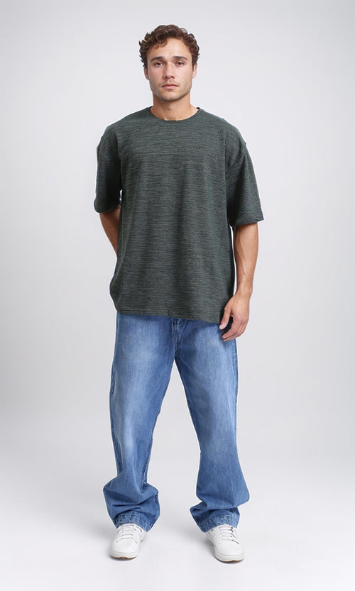R210247 - Round Neck Slip On Basic Tee - Heather Dark Green