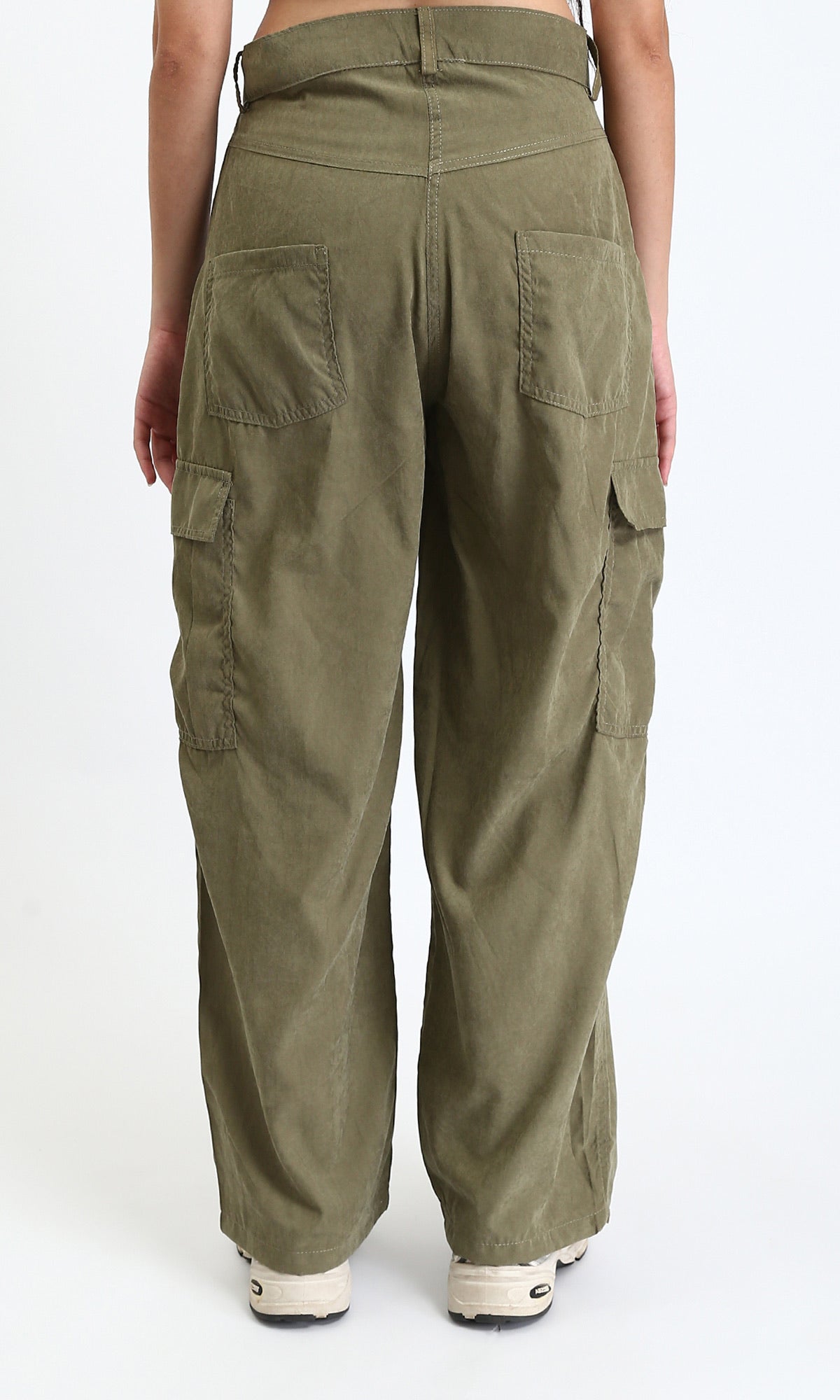 R210301 - Straight Leg Comfy Cargo Pants - Dark Khaki
