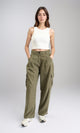 R210301 - Straight Leg Comfy Cargo Pants - Dark Khaki