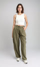 R210301 - Straight Leg Comfy Cargo Pants - Dark Khaki