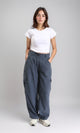 R210302 - Straight Leg Comfy Cargo Pants - Dark Grey