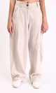 R210305 - High-Waisted Casual Cargo Pants - Light Beige