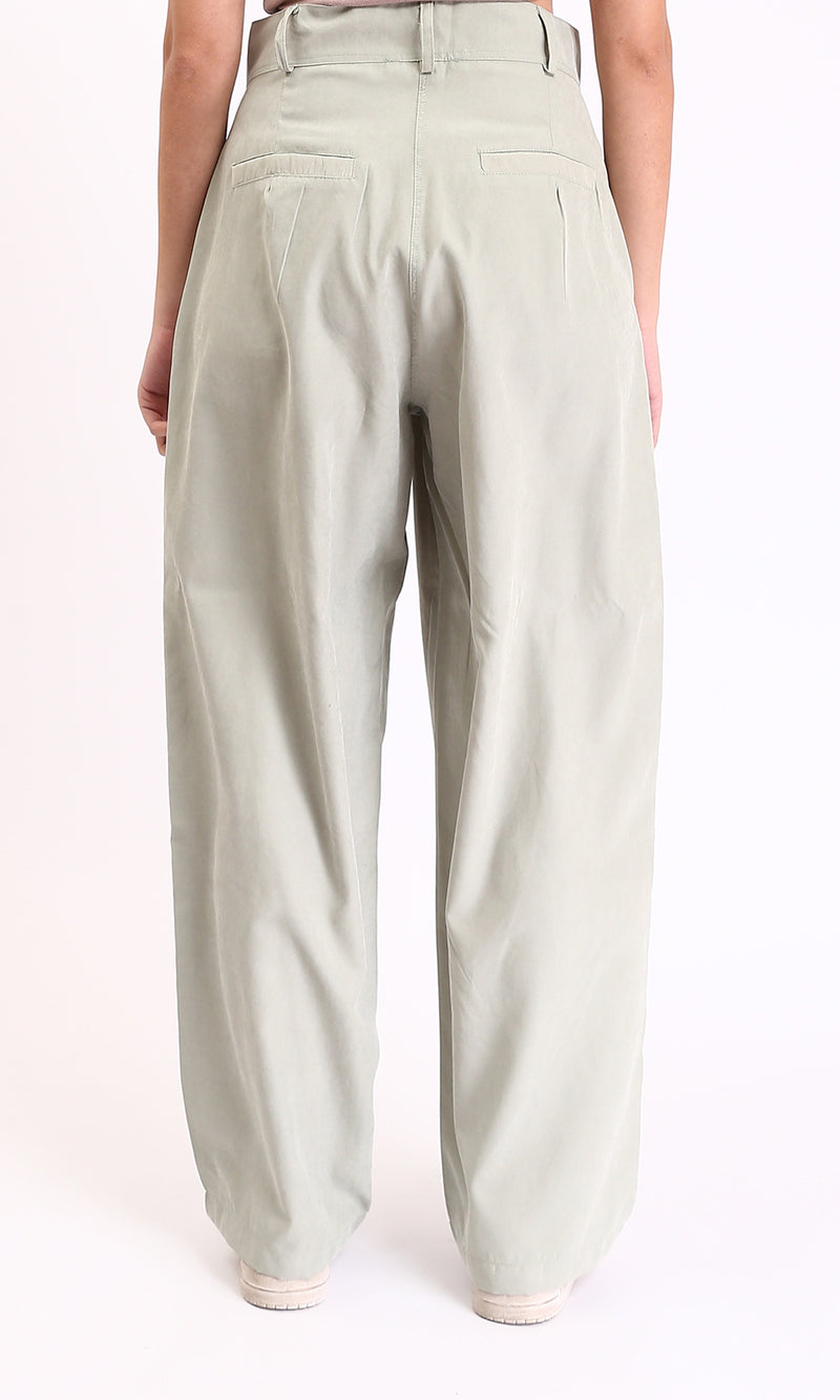 R210306 - High-Waisted Casual Cargo Pants - Pastel Olive