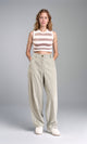 R210306 - High-Waisted Casual Cargo Pants - Pastel Olive