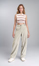 R210306 - High-Waisted Casual Cargo Pants - Pastel Olive