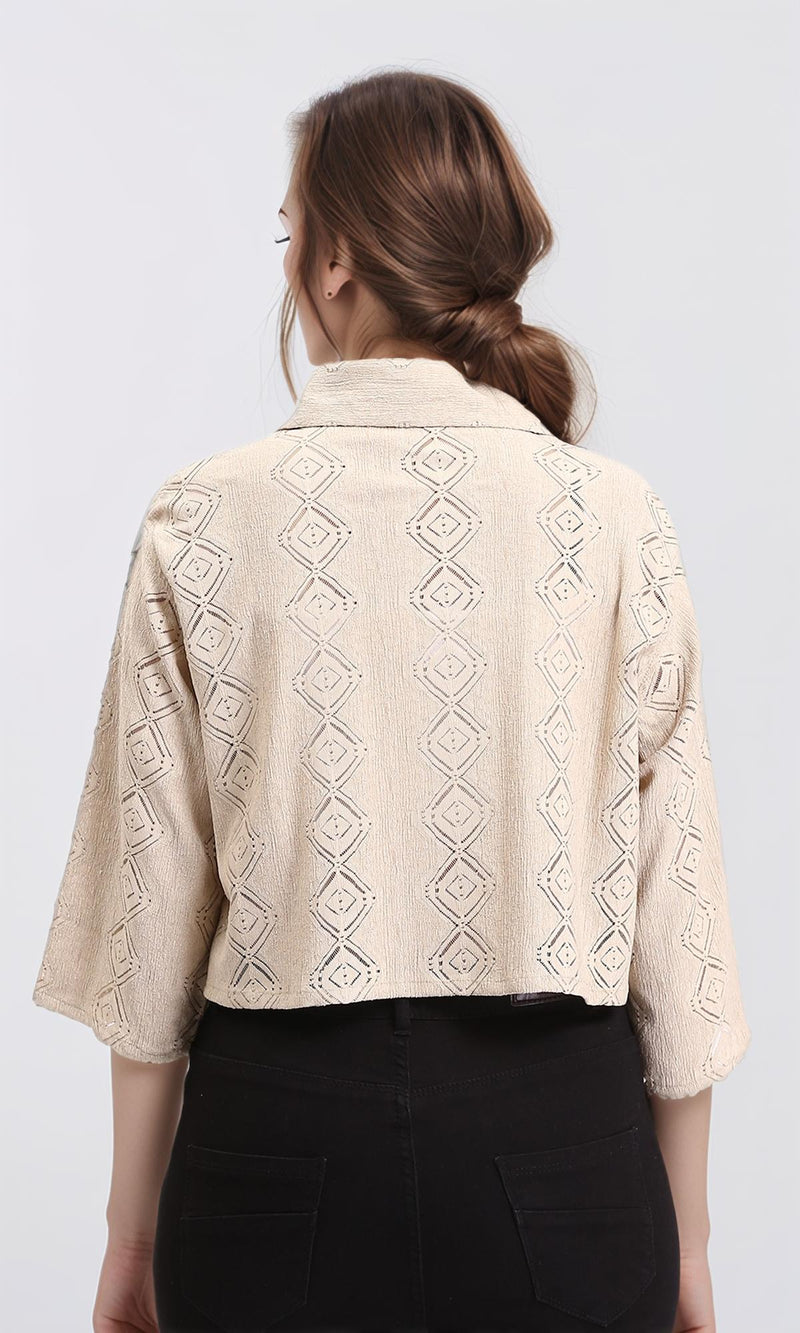 R210315 - 3/4 Lightweight Diamonds Shirt - Light Coffee