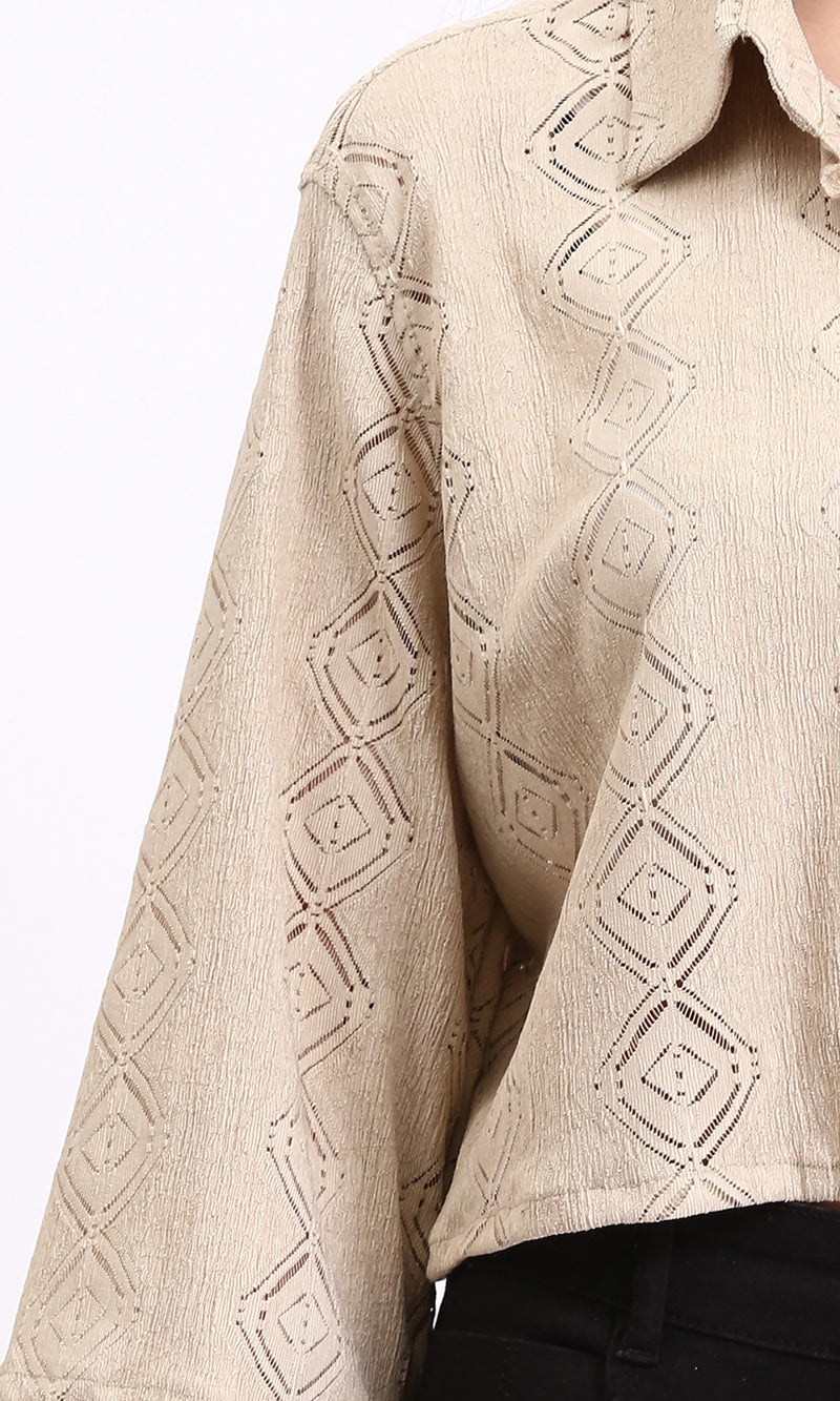 R210315 - 3/4 Lightweight Diamonds Shirt - Light Coffee