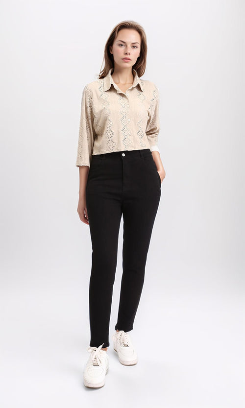 R210315 - 3/4 Lightweight Diamonds Shirt - Light Coffee