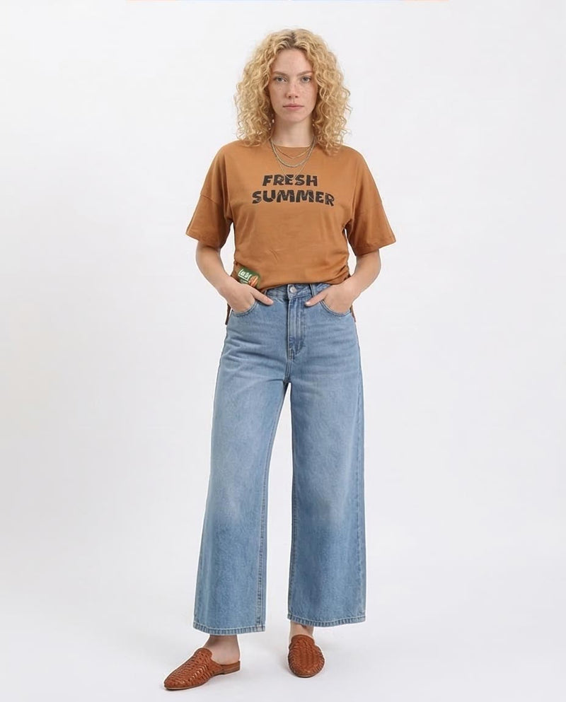 Ravin Fresh Summer Graphics Side Drawstring T-shirt - Cinnamon - R210320