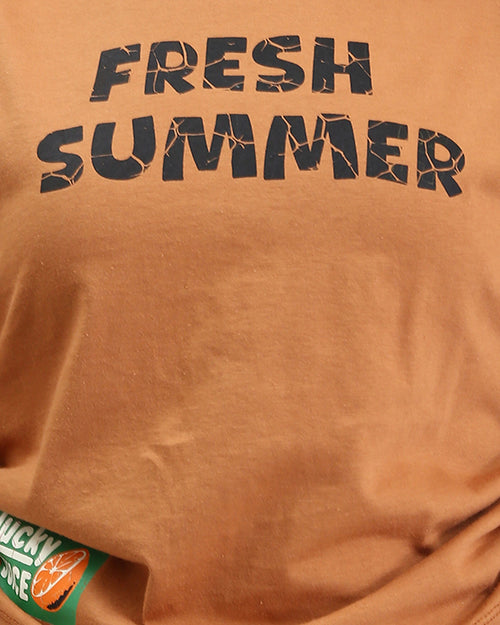 Ravin Fresh Summer Graphics Side Drawstring T-shirt - Cinnamon - R210320