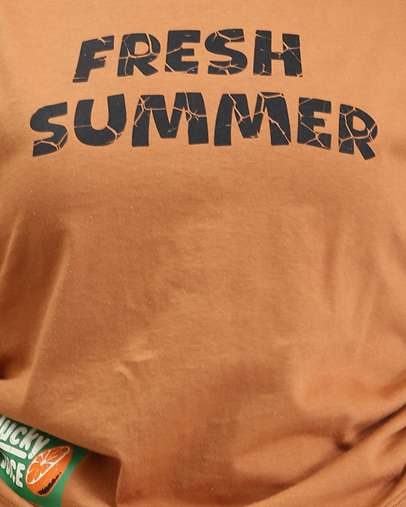 Ravin Fresh Summer Graphics Side Drawstring T-shirt - Cinnamon - R210320