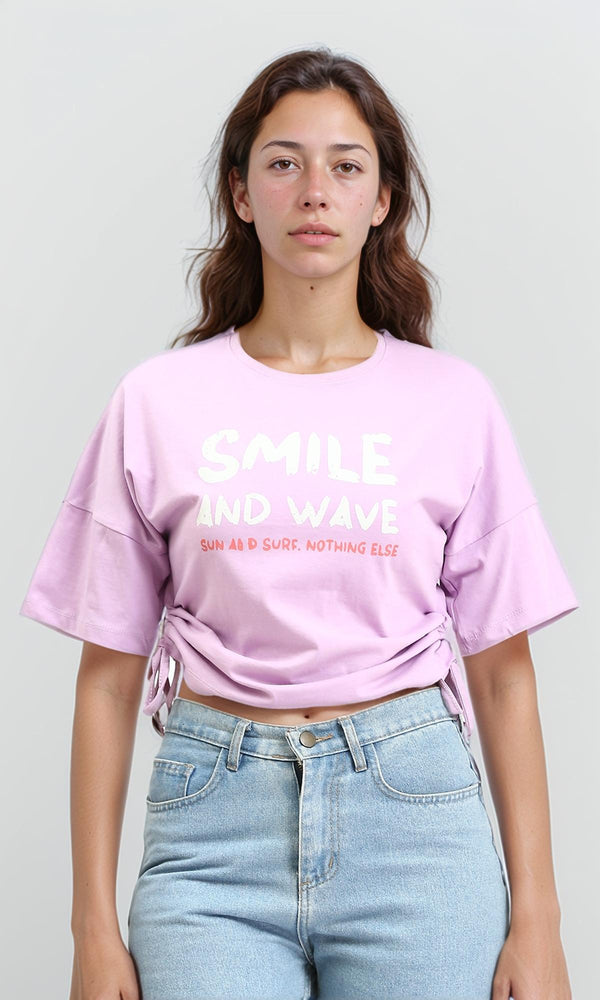 R210321 - Slip On Printed Short Tee - Light Purple