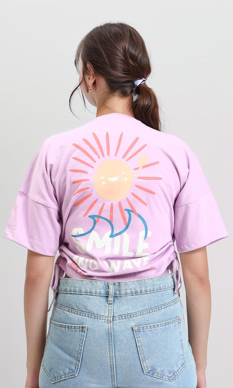 R210321 - Slip On Printed Short Tee - Light Purple