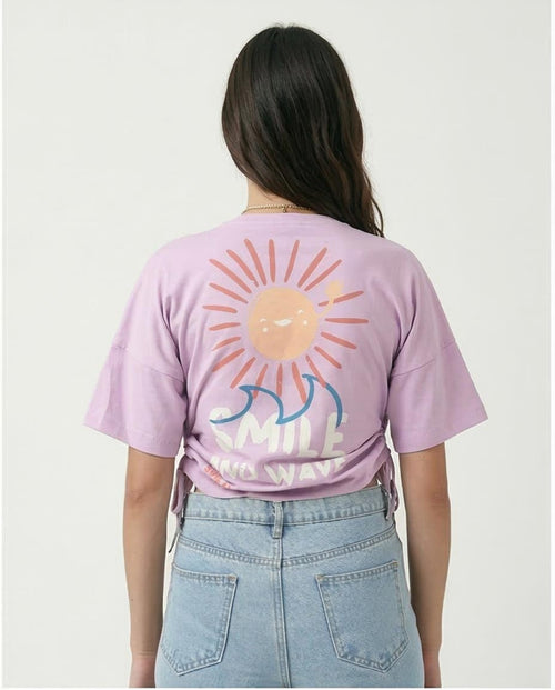 Ravin - Smile and Wave Graphic Side-Cinch Tee - Light Purple - R210321