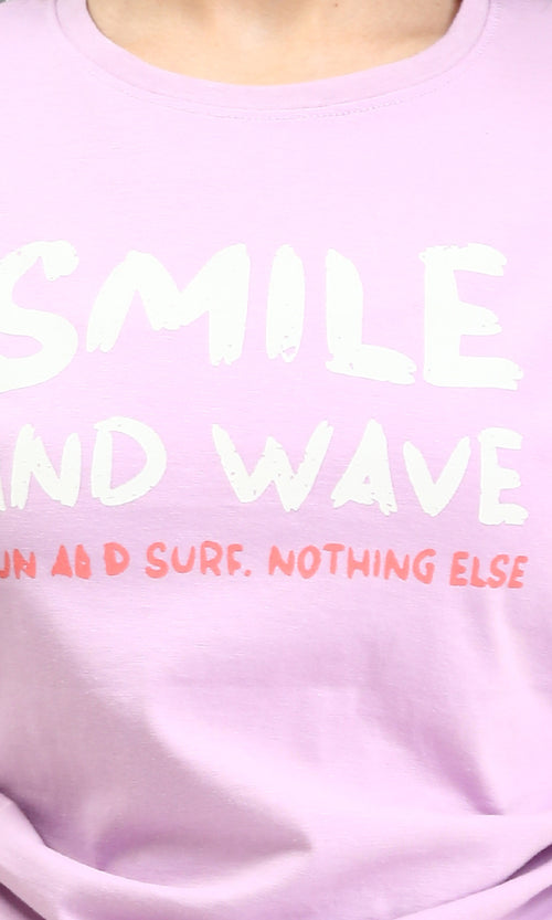 R210321 - Slip On Printed Short Tee - Light Purple