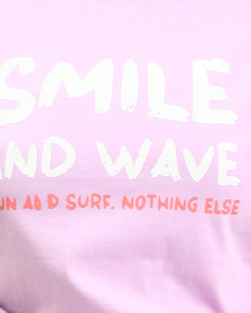 Ravin - Smile and Wave Graphic Side-Cinch Tee - Light Purple - R210321