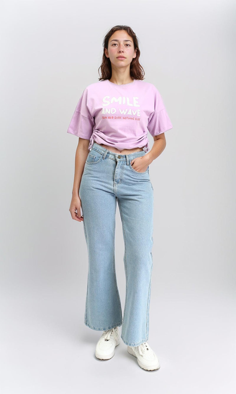 R210321 - Slip On Printed Short Tee - Light Purple