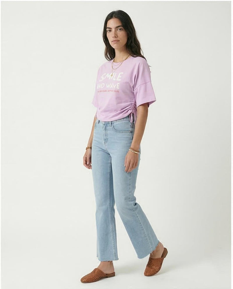 Ravin - Smile and Wave Graphic Side-Cinch Tee - Light Purple - R210321