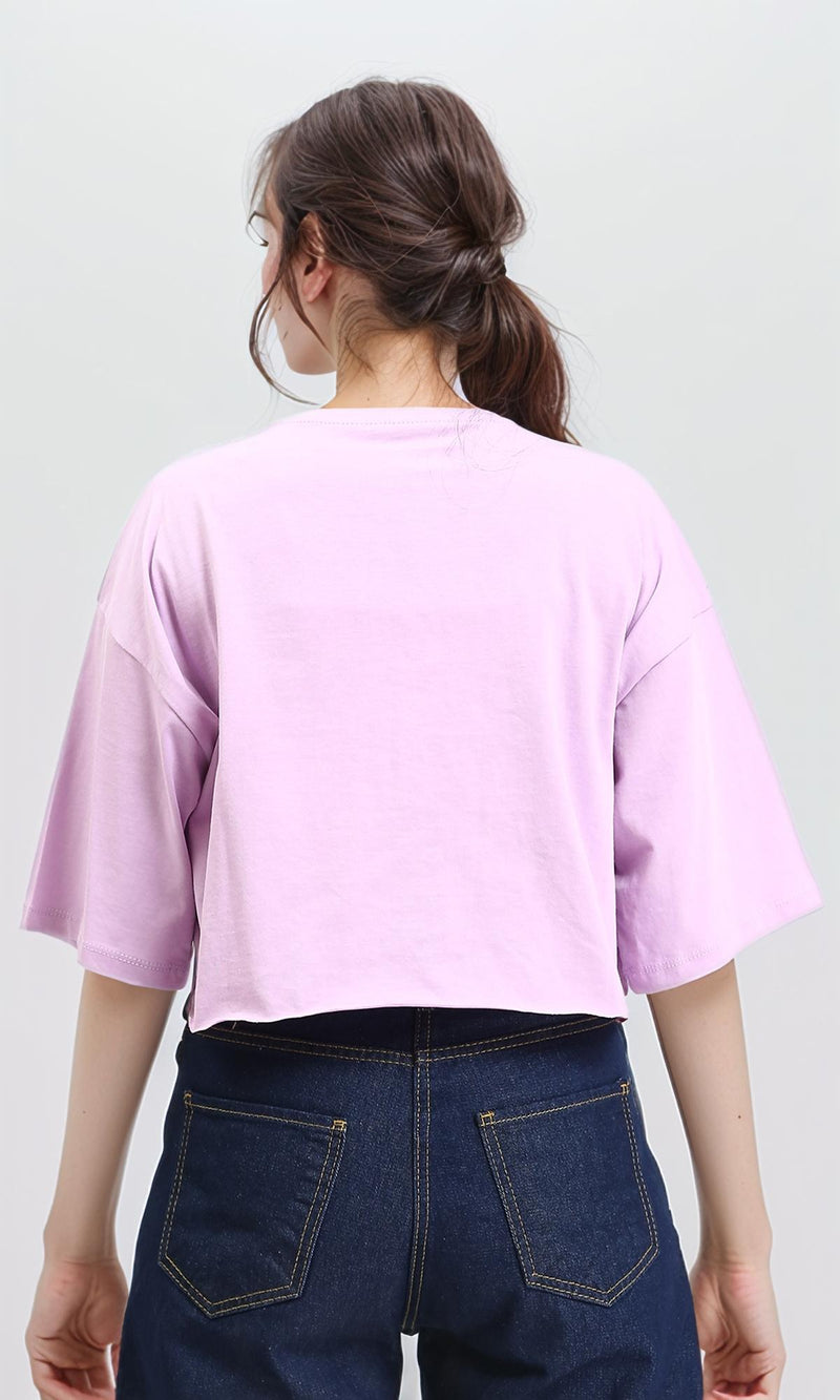 R210323 - Fashionable Print Summer Tee - Light Purple
