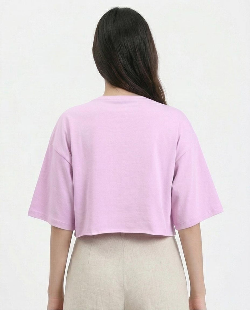 Ravin Havana Pop-Art Graphic Boxy Crop Top - Light Purple - R210323