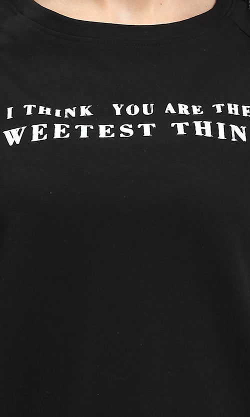 R210324 - Relaxed Fit Slip On Casual Tee - Black