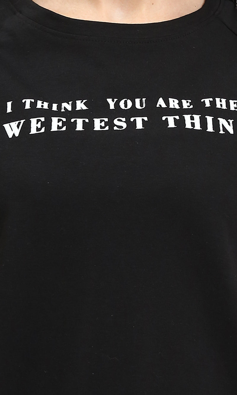 R210324 - Relaxed Fit Slip On Casual Tee - Black