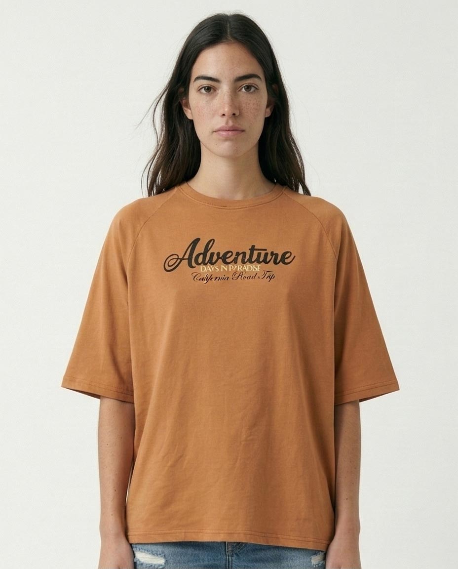 Ravin Women's Oversized "adventure" Raglan Tee - California Road Trip Graphic