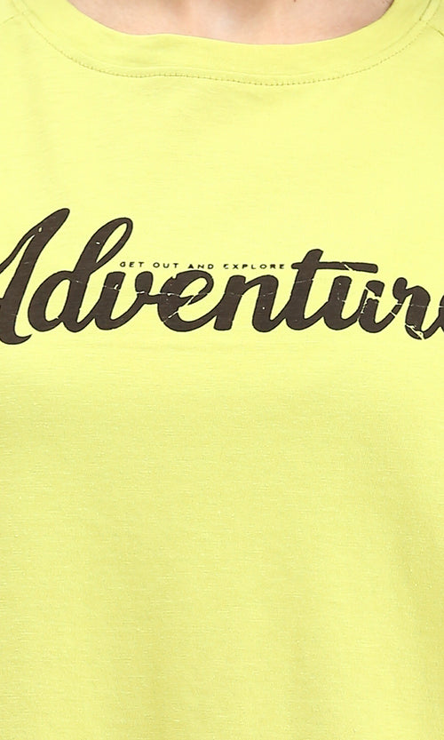 R210326 - "Adventure" Printed Summer Tee - Yellow Green