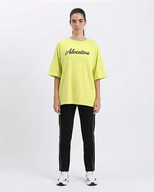 R210326 - "Adventure" Printed Summer Tee - Yellow Green