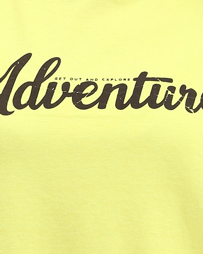 R210326 - "Adventure" Printed Summer Tee - Yellow Green