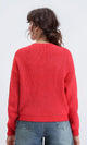 R210362 - Slip On V-Neck Knitted Pullover - Red