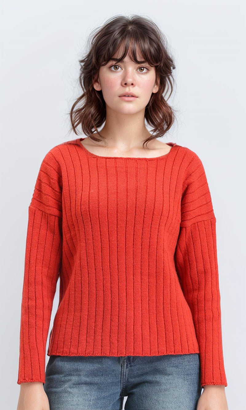 R210365 - Long Sleeves Coziness Soft Pullover - Red