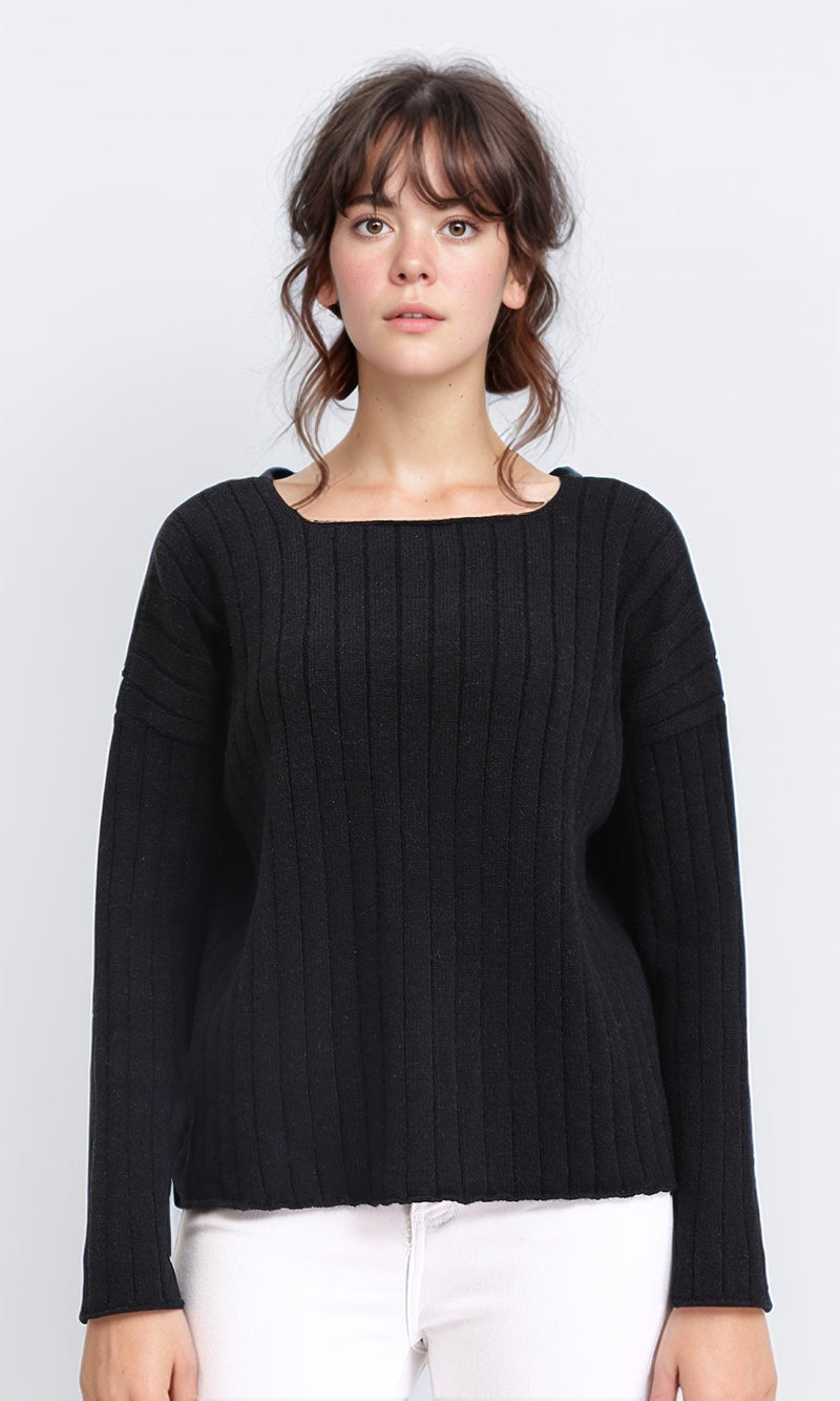 R210367 - Long Sleeves Coziness Soft Pullover - Black
