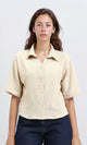 R210510 - Buttons Down Textured Short Shirt - Beige