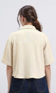 R210510 - Buttons Down Textured Short Shirt - Beige
