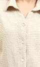 R210510 - Buttons Down Textured Short Shirt - Beige