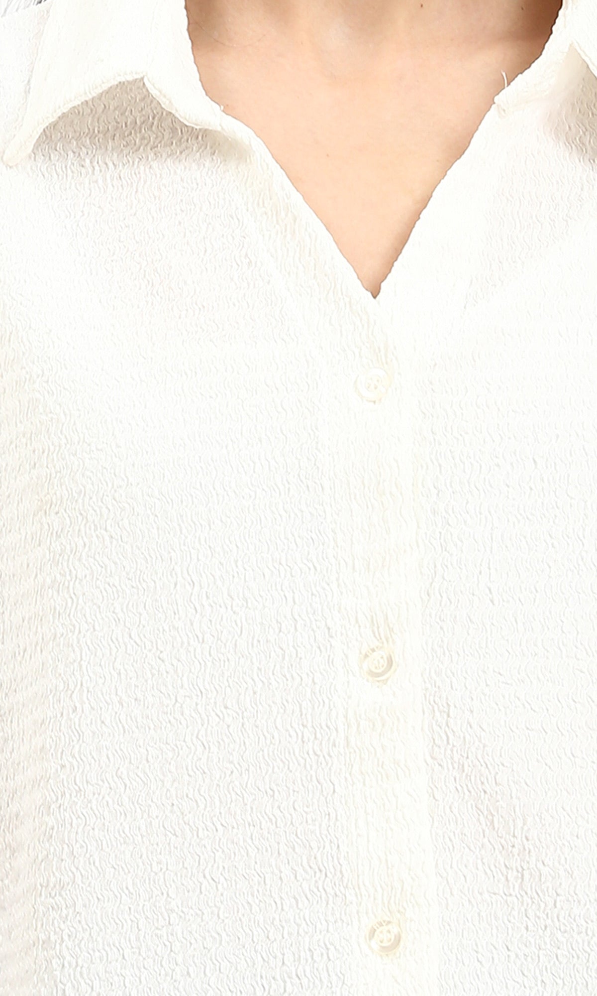 R210512 - Buttons Down Textured Short Shirt - White