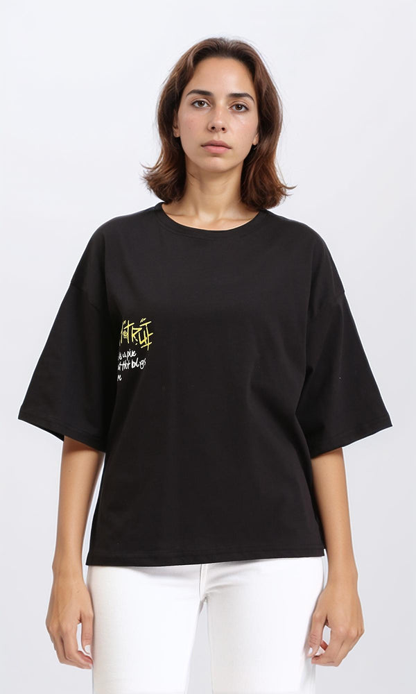 R210516 - Crew Neck Relaxed Summer Tee - Black