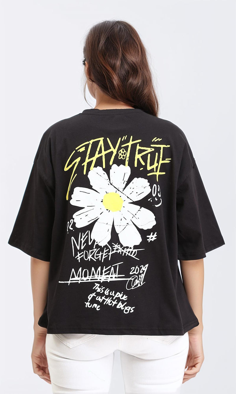 R210516 - Crew Neck Relaxed Summer Tee - Black