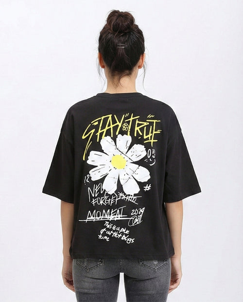 R210516 - Crew Neck Relaxed Summer Tee - Black