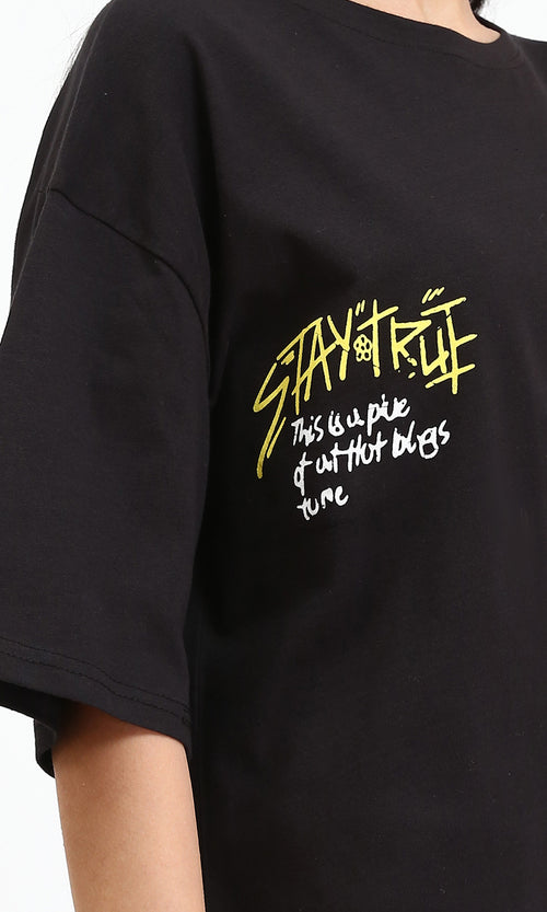 R210516 - Crew Neck Relaxed Summer Tee - Black