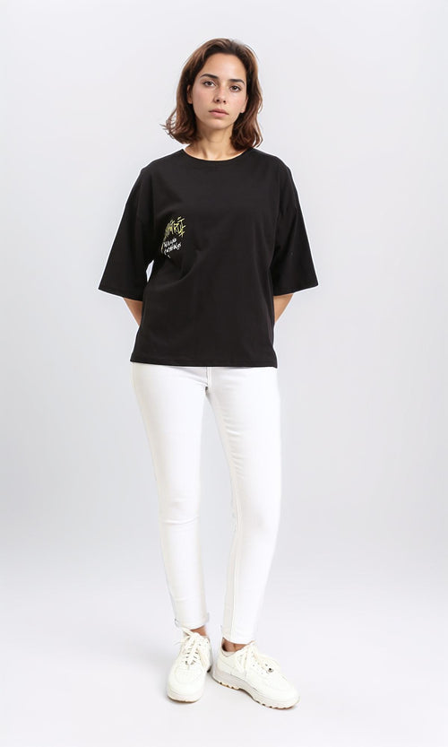 R210516 - Crew Neck Relaxed Summer Tee - Black