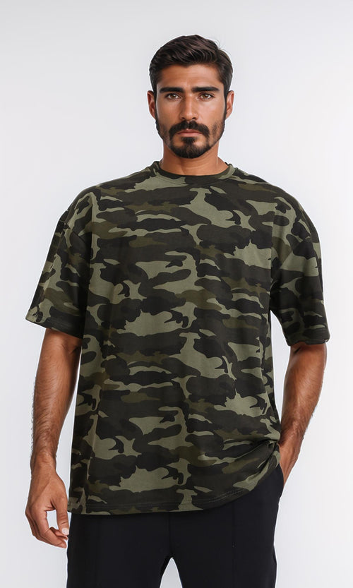 Slip On Camouflage Round Tee - Multicolour