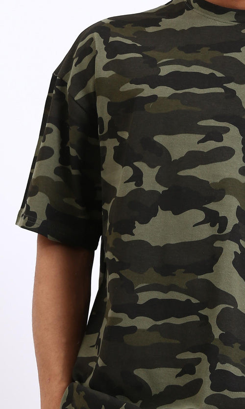 R210518 - Slip On Camouflage Round Tee - Multicolour